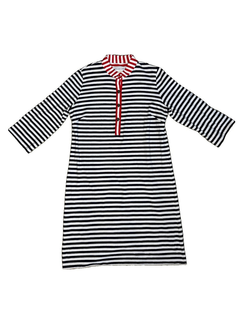Gretchen Scott Striped Everywhere Dress XL Stretch Navy Nautical Beach Resort
